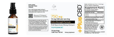 PlusCBD Extra Strength 10mg CBD Oil Peppermint Full Spectrum 1.86oz 750mg CBD Best Sales Price - Topicals