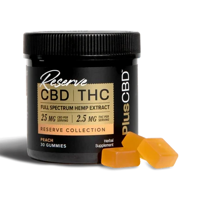 PlusCBD CBD GUMMIES 25MG | 2.5 MG THC 30CT PEACH Best Sales Price - Gummies