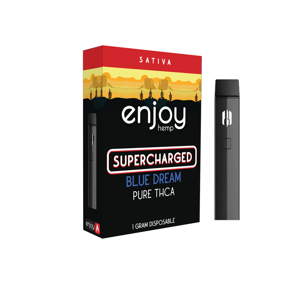 Enjoy Hemp Pure THCA 1ml Disposable for Supercharged - Blue Dream - Sativa Best Sales Price - Vape Pens