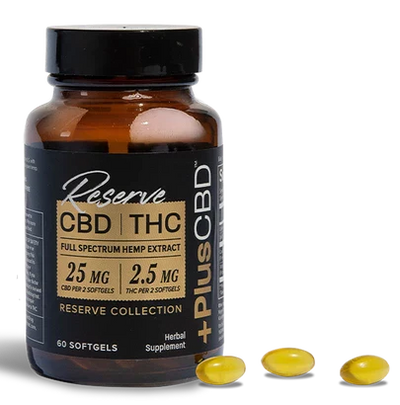 PlusCBD Reserve Softgels 25MG CBD, 2.5MG THC Best Sales Price - Edibles