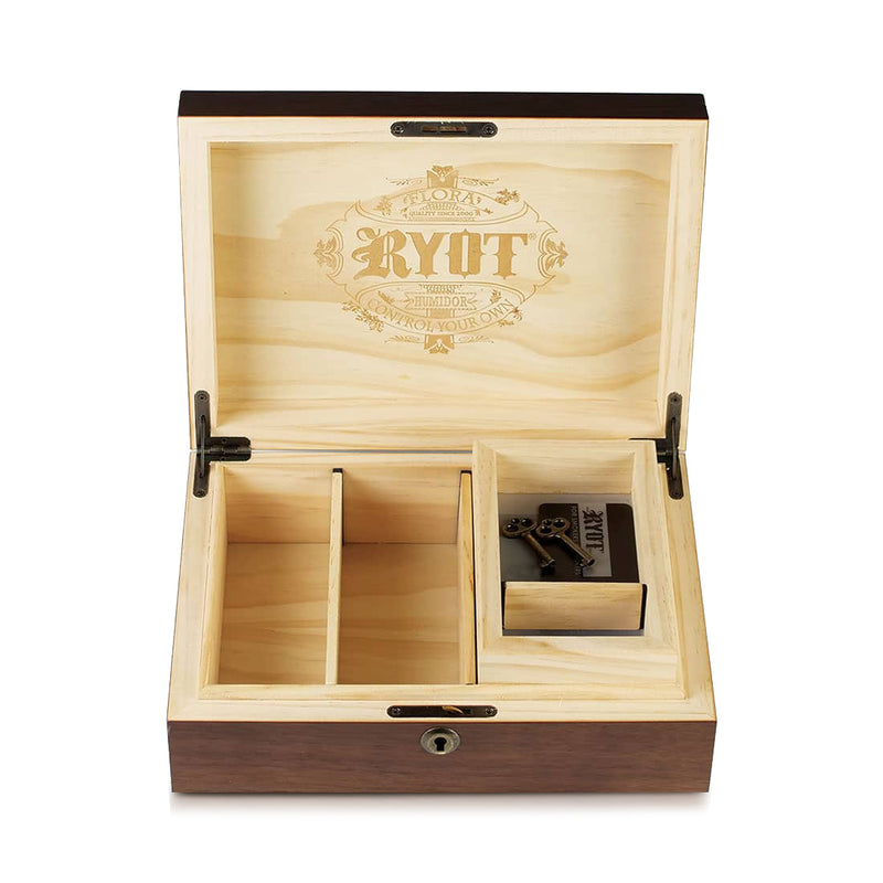 RYOT Humidor Walnut Combo Storage Box With Wood GR8TR Bundle Best Sales Price - Rolling Papers & Supplies