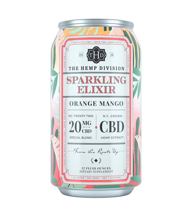 The Hemp Division Sparkling Elixir - Orange Mango - Case of 8 - 20 MG Best Sales Price -