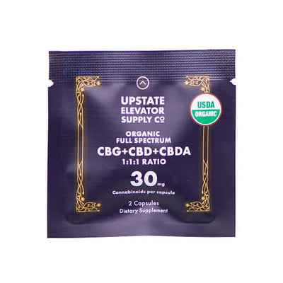 Upstate Elevator 30mg Organic Full Spectrum CBG+CBD+CBDA 2 Capsules Best Sales Price - Edibles