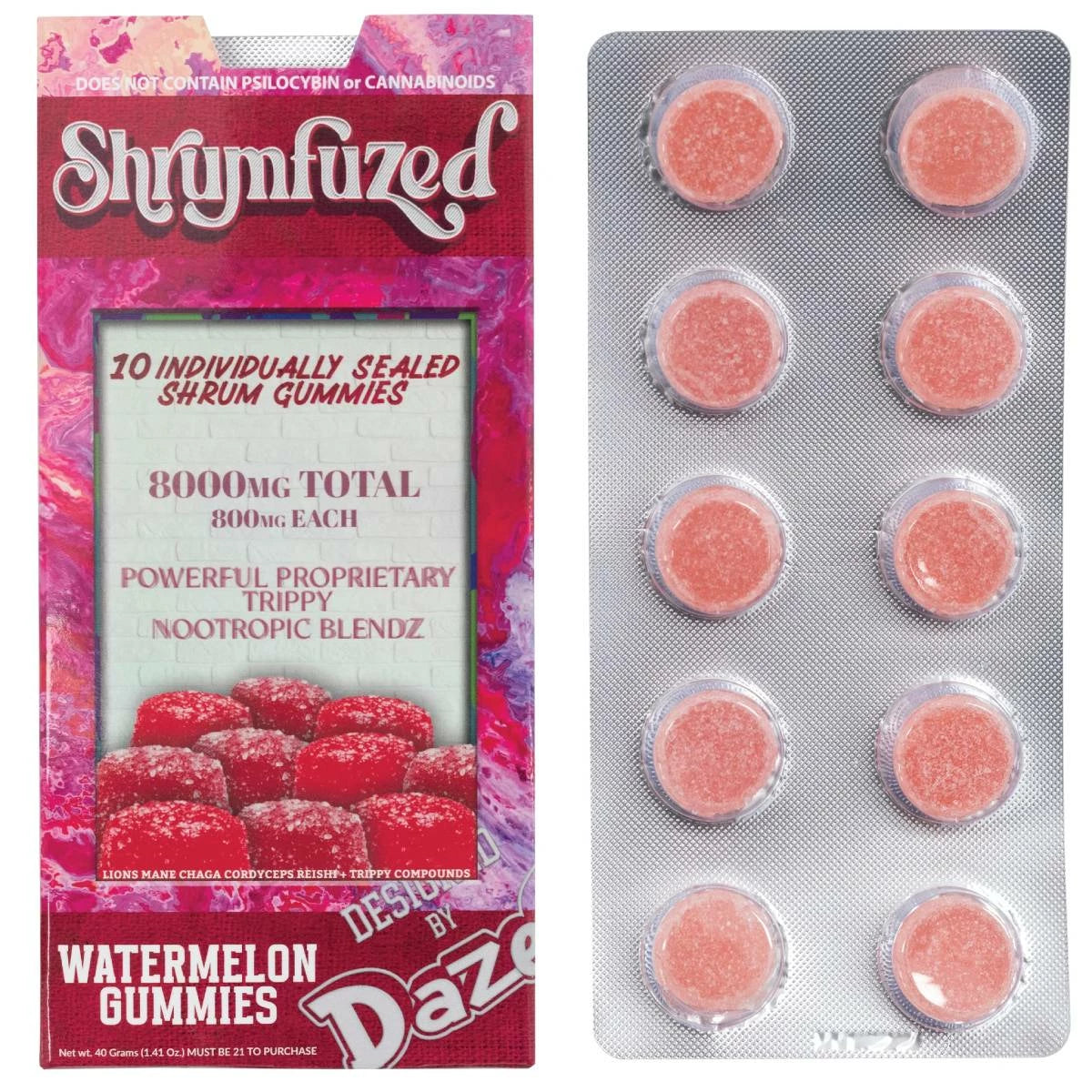 Shrumfuzed Nootropic Trippy Psychedelic Mushroom Gummies 10 Piece Best Sales Price - Gummies