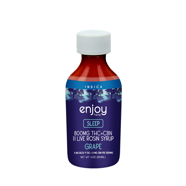 Enjoy Hemp 800 mg Live Rosin Delta 9 THC + CBN Syrup for Sleep - Grape (Indica) Best Sales Price - Edibles