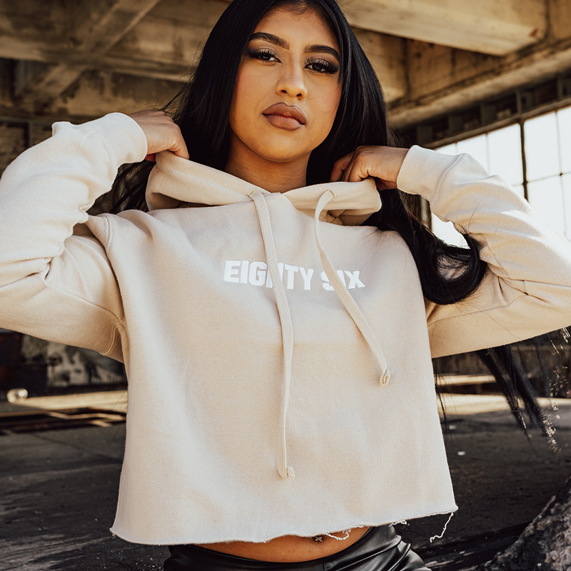 Eighty Six 86 Cropped Hoodie (Tan) Best Sales Price - Merch & Accesories