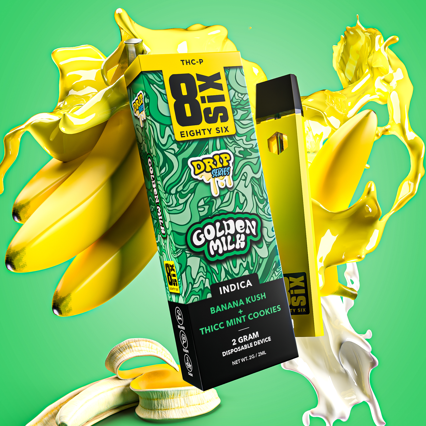 Eighty Six Golden Milk THC-P 2G Disposable (Banana Kush) Best Sales Price - Vape Pens