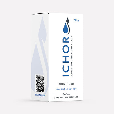 Ichor 840 MG THCV + CBD Broad Spectrum Softgel Caps - 30 CT Best Sales Price - Edibles