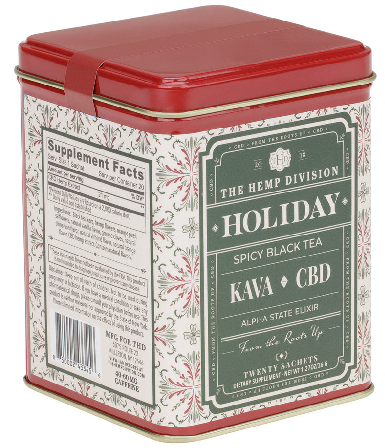 The Hemp Division Holiday Kava CBD - Tin of 20 Sachets - 21 MG Best Sales Price -