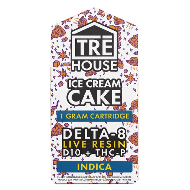 TRE House Live Resin D8 + D10 + THC-P Cartridge - Ice Cream Cake 1G Best Sales Price - Vape Cartridges