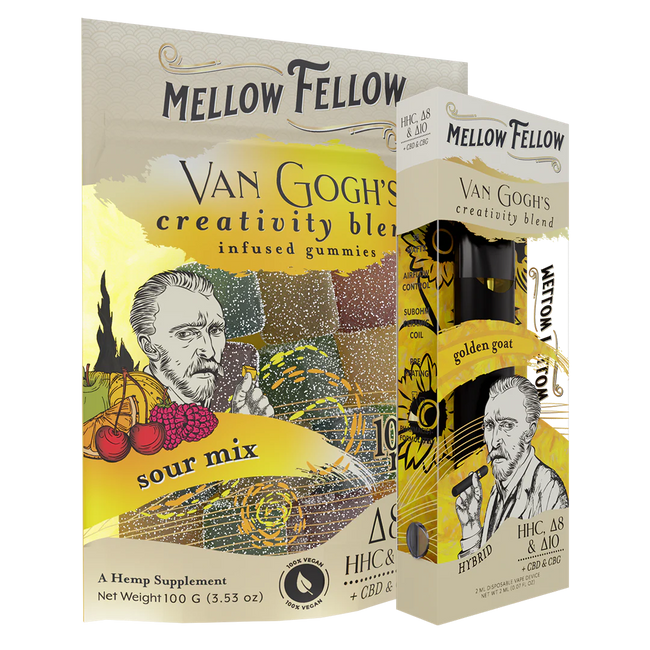 Mellow Fellow The Creativity Sour Bundle - Golden Goat 2ml Disposable Vape & Sour Mix Edibles Best Sales Price - Vape Pens