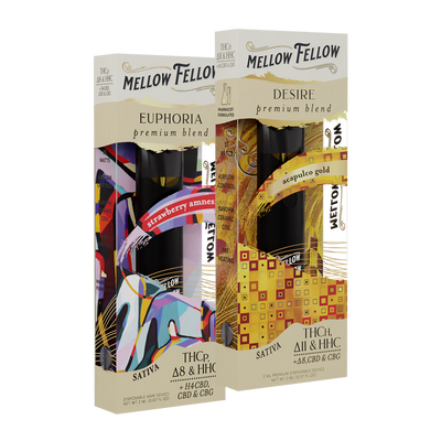 Mellow Fellow The Date Night Bundle - Desire (Acapulco Gold) and Euphoria (Strawberry Amnesia) - 2 Pk 2ml Disposable Vapes Best Sales Price - Vape Pens