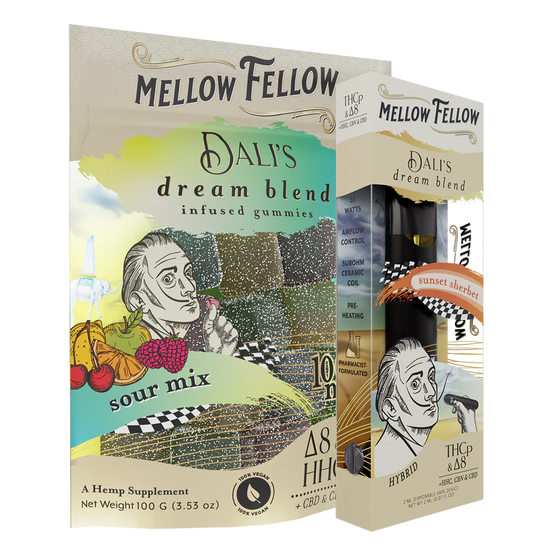 Mellow Fellow The Dream Sour Bundle - Sunset Sherbet 2ml Disposable Vape & Sour Mix Edibles Best Sales Price - Vape Pens