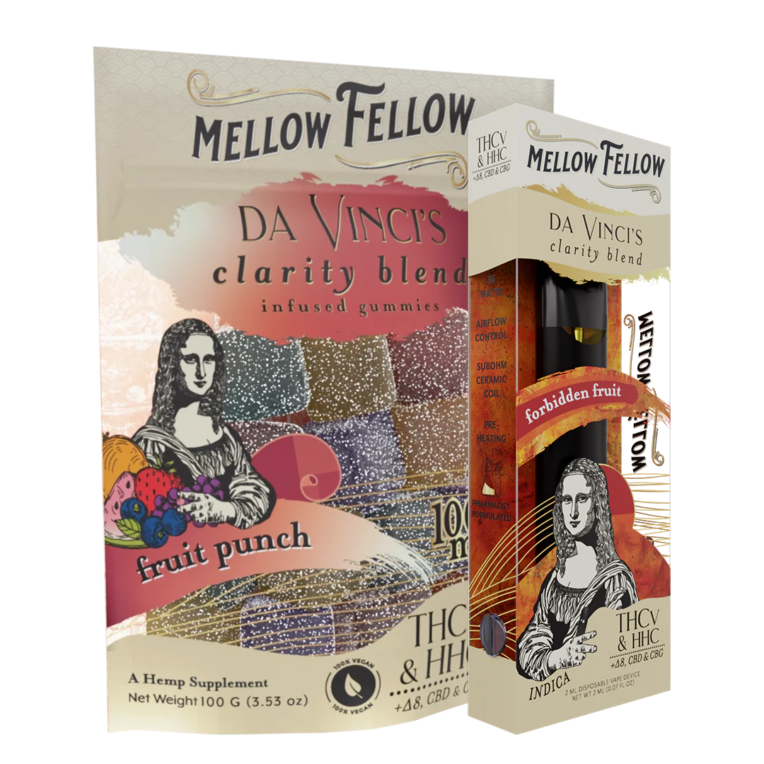 Mellow Fellow The Clarity Fruit Bundle - Forbidden Fruit 2ml Disposable Vape & Fruit Punch Edibles Best Sales Price - Vape Pens