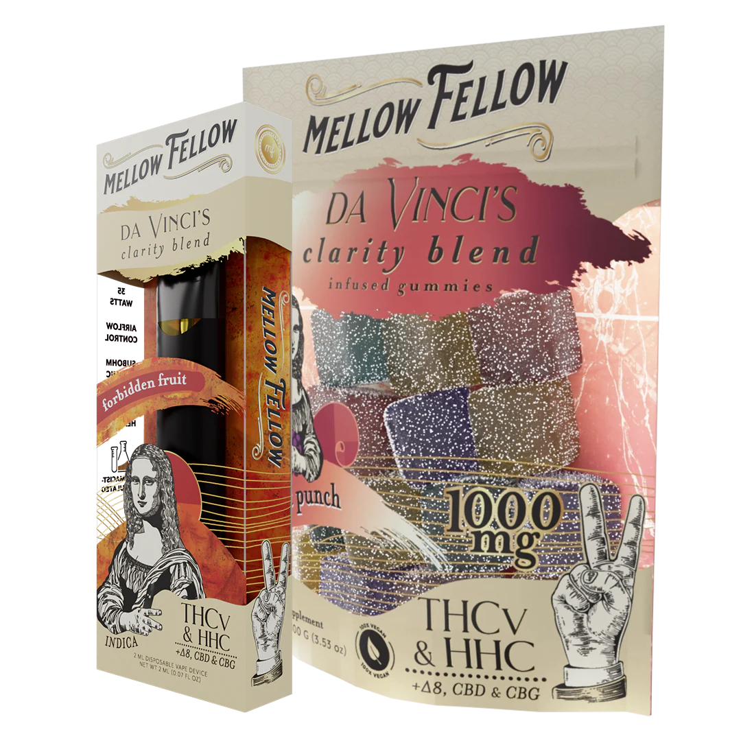 Mellow Fellow The Clarity Fruit Bundle - Forbidden Fruit 2ml Disposable Vape & Fruit Punch Edibles Best Sales Price - Vape Pens