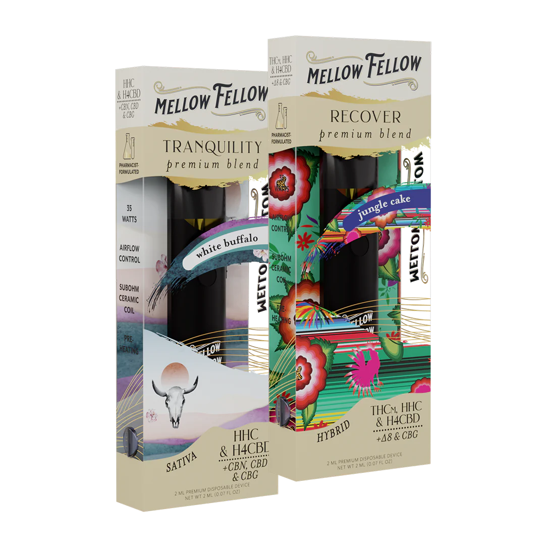 Mellow Fellow The Zen Bundle - Tranquility (White Buffalo) and Recover (Jungle Cake) - 2 Pk 2ml Disposable Vapes Best Sales Price - Bundles