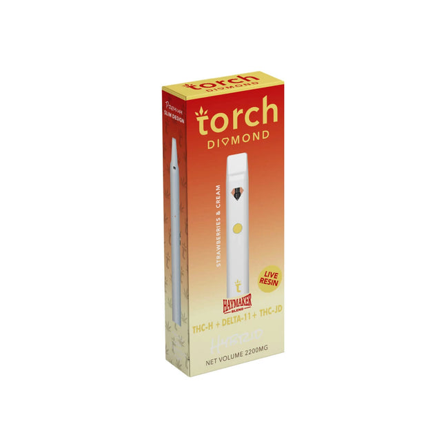 Torch Diamond Strawberries & Cream THC-h + Delta 11 + THC-jd Disposable (2.2g) Best Sales Price - Vape Pens