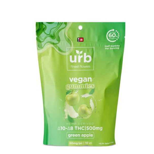 Urb Finest Flowers - Delta 8 Edible D8:D10 Vegan Gummies Green Apple 50mg Best Sales Price - Gummies