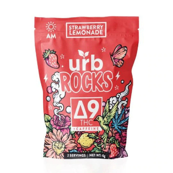 Urb Finest Flowers - Delta 9 Edible - Rocks AM Strawberry Lemon - 15mg Best Sales Price - Edibles