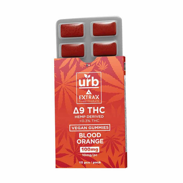 Urb x Delta Extrax - Delta 9 Edible - Blister Pack Vegan Gummies Blood Orange - 100mg Best Sales Price - Edibles