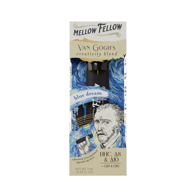Mellow Fellow Van Gogh's Creativity Blend (Blue Dream) - HHC, D8, CBD, CBG, D10 - 2ml Disposable Vape Best Sales Price - Vape Pens
