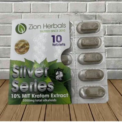 Zion Herbals Silver Series 10% Kratom Extract Tablets 10ct Best Sales Price - Kratom
