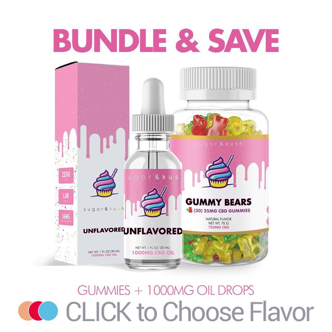 Sugar and Kush CBD Gummies + 1000mg CBD Oil Tincture Bundle Best Sales Price - Bundles