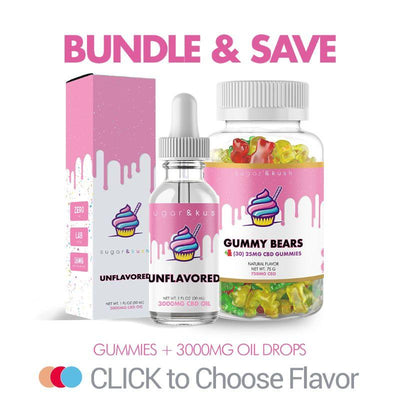 Sugar and Kush CBD Gummies + 3000mg CBD Oil Tincture Bundle Best Sales Price - Bundles