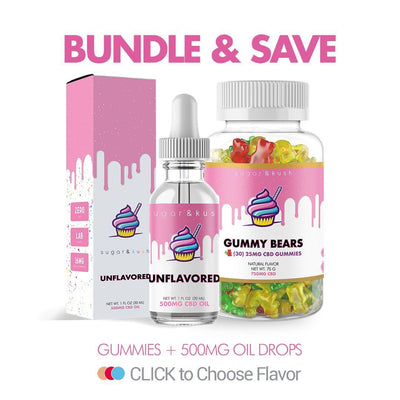 Sugar and Kush CBD Gummies + 500mg CBD Oil Tincture Bundle Best Sales Price - Bundles