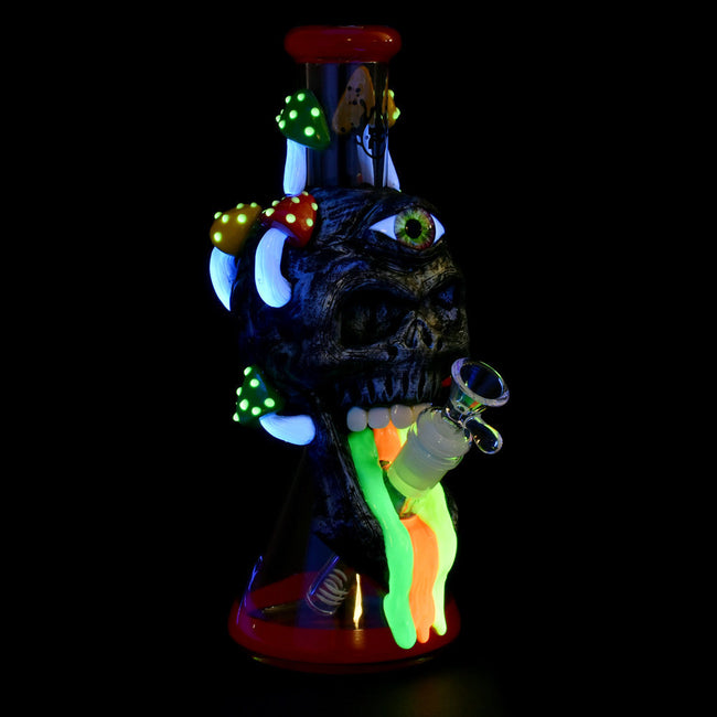 Pulsar Rainbow Puking Skull Beaker Water Pipe -10.25"/14mm F Best Sales Price - Bongs