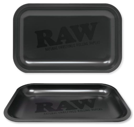 RAW Metal Matte Black Rolling Tray Small Best Sales Price - Rolling Papers & Supplies