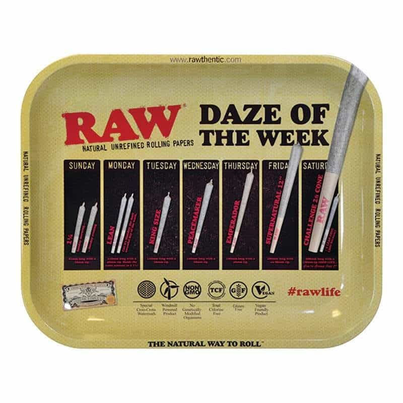 Raw Daze of the Week Rolling Tray Large Best Sales Price - Rolling Papers & Supplies