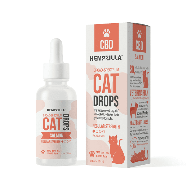 Hempzilla CBD Cat Drops Salmon Tincture 150mg Best Sales Price - Tincture Oil