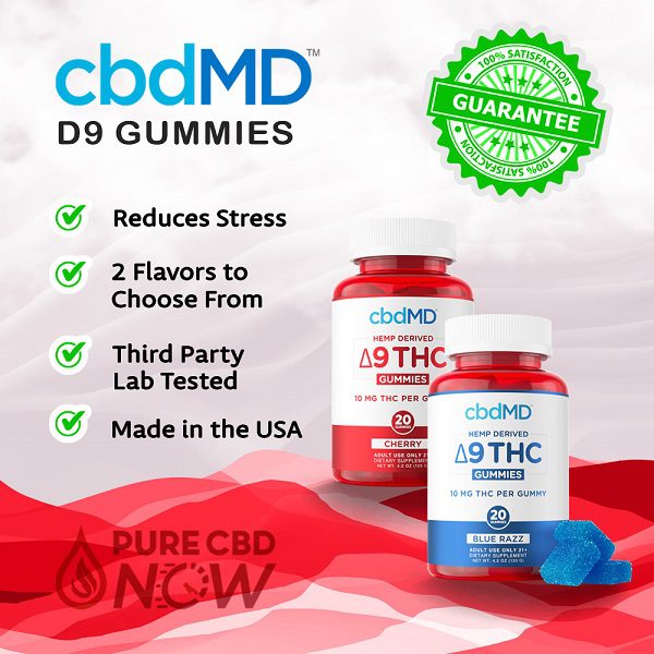 CbdMD Delta 9 Gummies 10 MG THC Per Gummy – 20 Count/4 Pack – TenVape