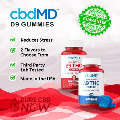 cbdMD Delta 9 Gummies 10 MG THC Per Gummy – 20 Count/4 Pack Best Sales Price - Gummies