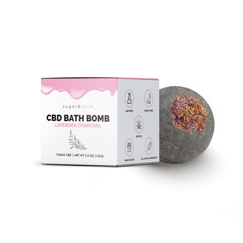 Sugar and Kush Lavender Charcoal CBD Bath Bomb Best Sales Price - Beauty