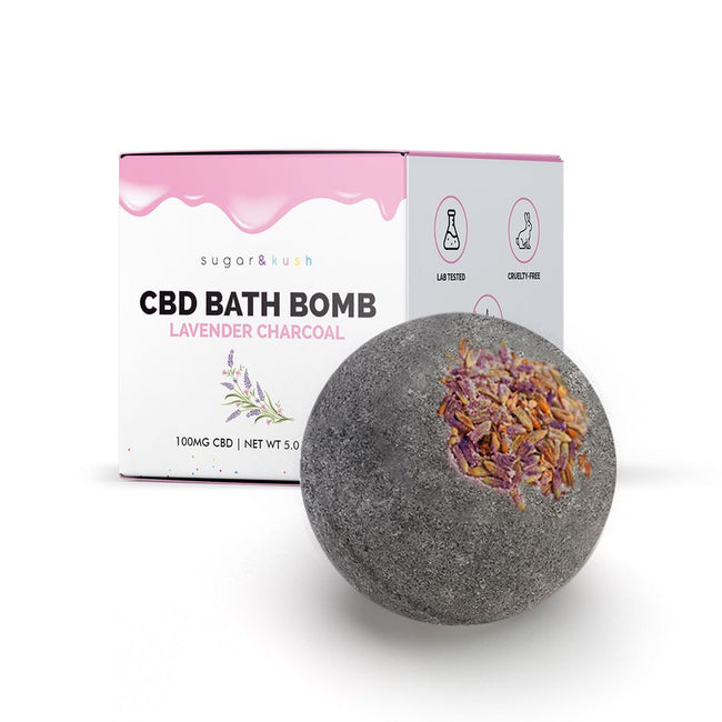 Sugar and Kush Lavender Charcoal CBD Bath Bomb Best Sales Price - Beauty