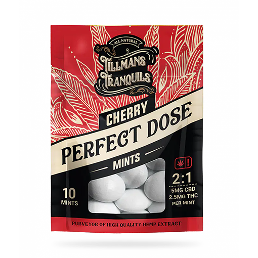 Tillmans Tranquils Cherry Perfect Dose 5mg CBD 2.5mg THC Mints Best Sales Price - Gummies
