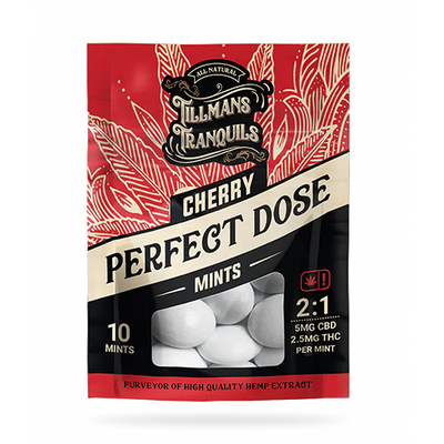 Tillmans Tranquils Cherry Perfect Dose 5mg CBD 2.5mg THC Mints Best Sales Price - Gummies