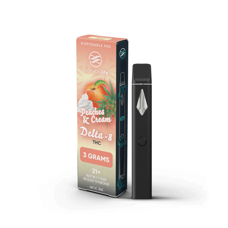 Cannabis Life Peaches n' Cream Delta-8 Disposable Vape Pen - (3ml) Best Sales Price - Vape Pens