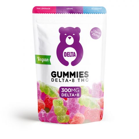 Delta-8 THC Gummy Bears (Vegan) - Purple Bear Assortment (Pink Lemonade, Grape, Blueberry) - 300mg Best Sales Price - Gummies