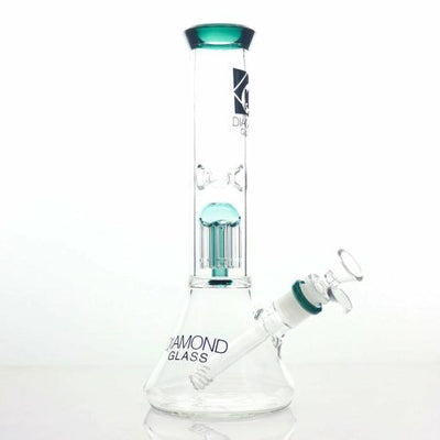 Diamond Glass Clear Mansion Tree Perc Beaker Bong Best Sales Price - Bongs