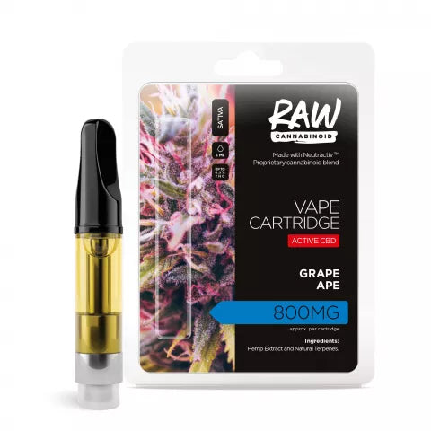 Grape Ape Strain Vape - Grape Ape Cartridge - Active CBD - Cartridge - RAW - 800mg Best Sales Price - Vape Pens