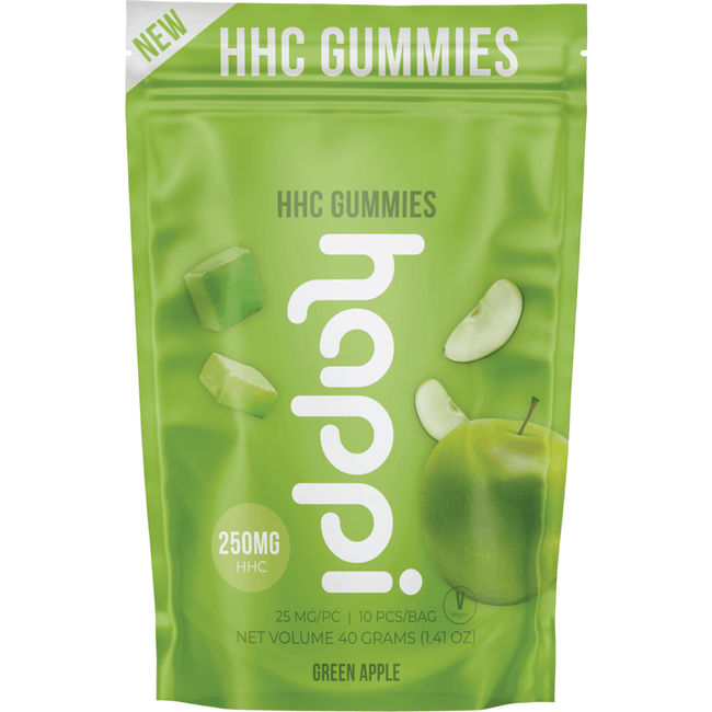 HAPPI HHC - Green Apple Gummies - 250mg (10 Count) Best Sales Price - Gummies