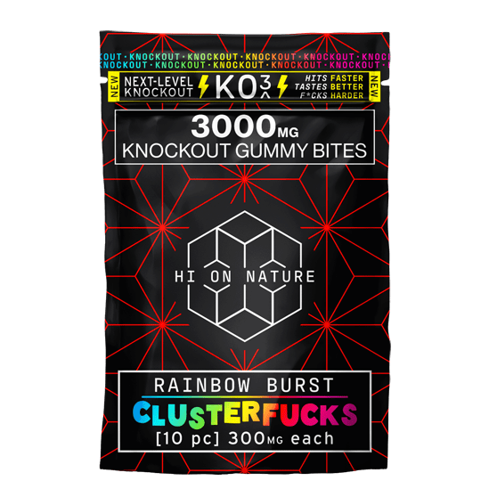 Hi on Nature 3000mg KNOCKOUT GUMMY BITES - CLUSTERF*CKS Best Sales Price - Gummies