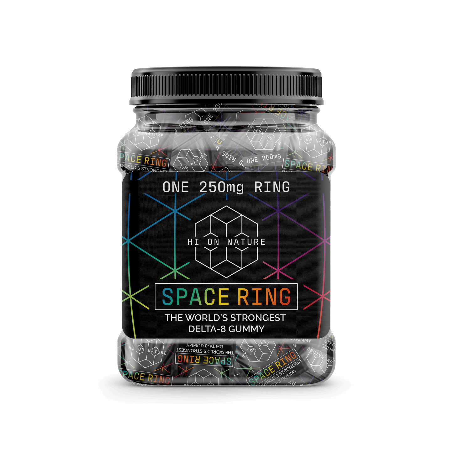 Hi On Nature 250mg Delta 8 SPACE RINGS - 50 PACK JAR Best Sales Price - Gummies