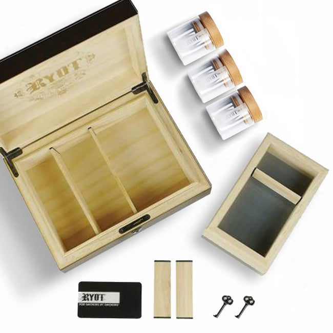 RYOT Humidor Walnut Combo Storage Box Bundle Best Sales Price - Rolling Papers & Supplies