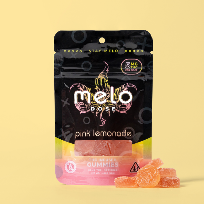 Melo Dose – Pink Lemonade 50MG Delta-9 THC Gummies Best Sales Price - Gummies