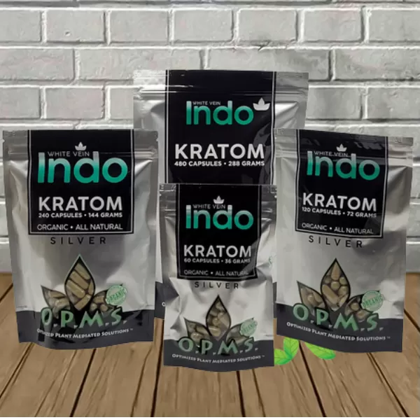 OPMS Silver Kratom Capsules | White Vein Indo Best Sales Price - Kratom