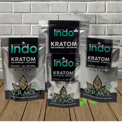 OPMS Silver Kratom Capsules | White Vein Indo Best Sales Price - Kratom